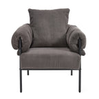 TS Modern decorative chair, living room side chair with gold metal legs, no wheels, suitable for dressing area, reception room, office,Teddy fleece upholstered metal foot sofa 1PC DARK GREY Accent Chair