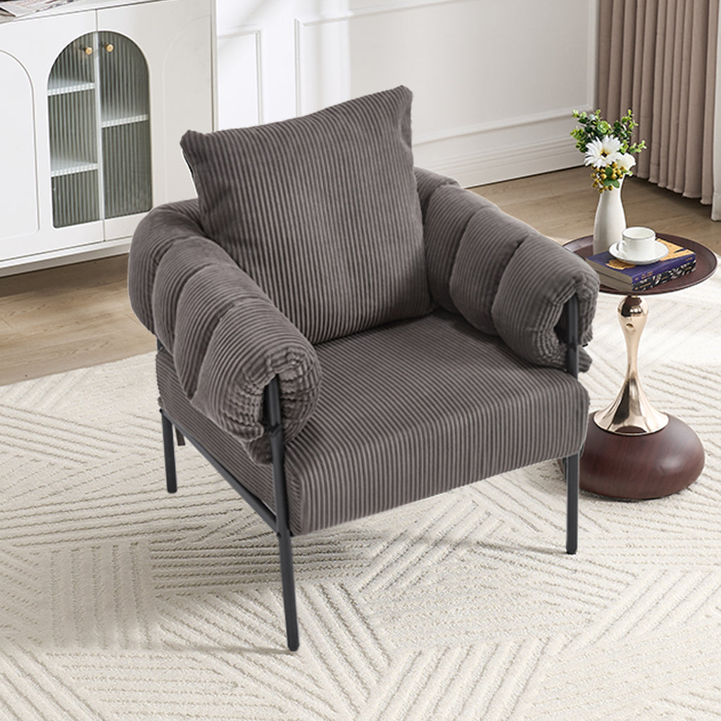 TS Modern decorative chair, living room side chair with gold metal legs, no wheels, suitable for dressing area, reception room, office,Teddy fleece upholstered metal foot sofa 1PC DARK GREY Accent Chair