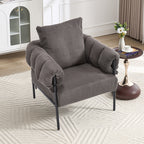 TS Modern decorative chair, living room side chair with gold metal legs, no wheels, suitable for dressing area, reception room, office,Teddy fleece upholstered metal foot sofa 1PC DARK GREY Accent Chair
