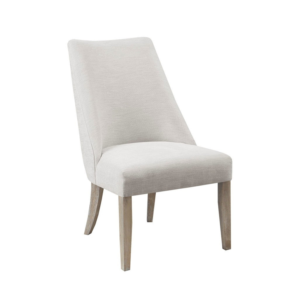 Modern Type Dining Chair Set of 2 Upholstered Ivory Solid Wood Dining Chair