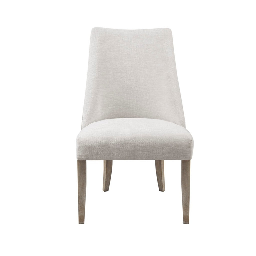Modern Type Dining Chair Set of 2 Upholstered Ivory Solid Wood Dining Chair