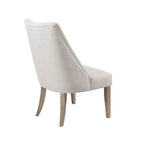 Modern Type Dining Chair Set of 2 Upholstered Ivory Solid Wood Dining Chair