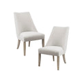 Modern Type Dining Chair Set of 2 Upholstered Ivory Solid Wood Dining Chair