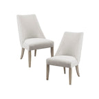 Modern Type Dining Chair Set of 2 Upholstered Ivory Solid Wood Dining Chair