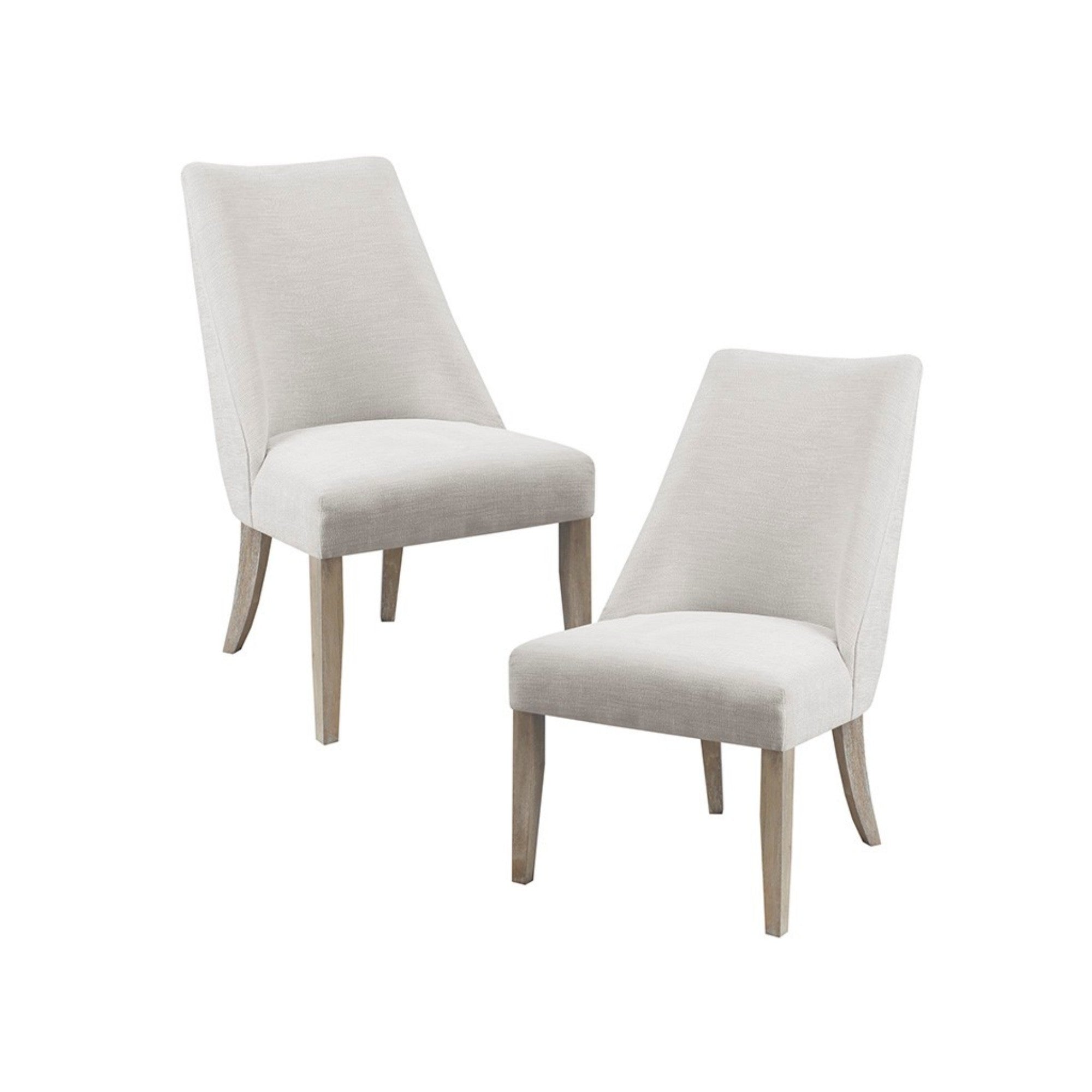 Modern Type Dining Chair Set of 2 Upholstered Ivory Solid Wood Dining Chair