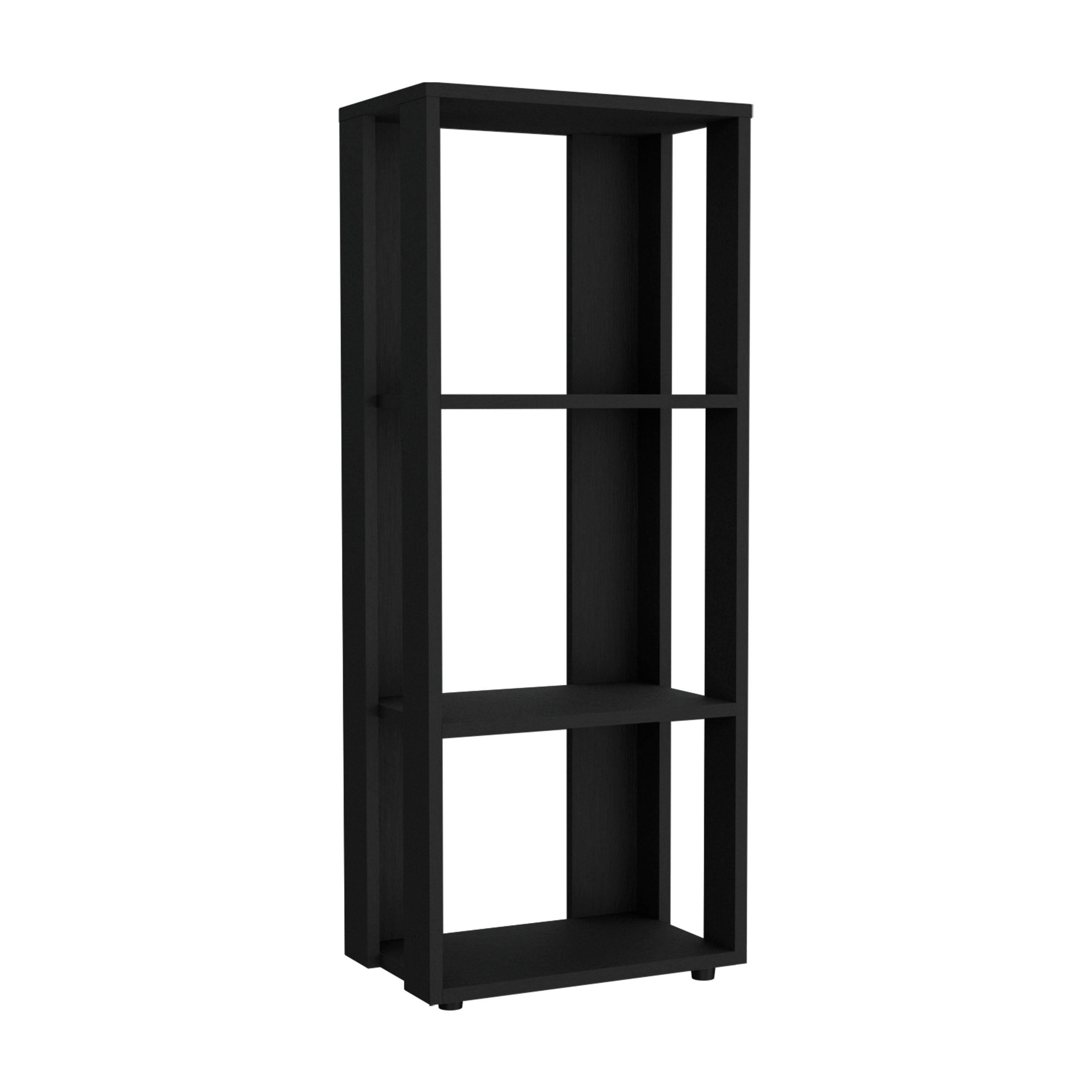 Eco 39 Tall Four-Tier Bookcase, Living Room, Storage Cabinet, Shelves Black