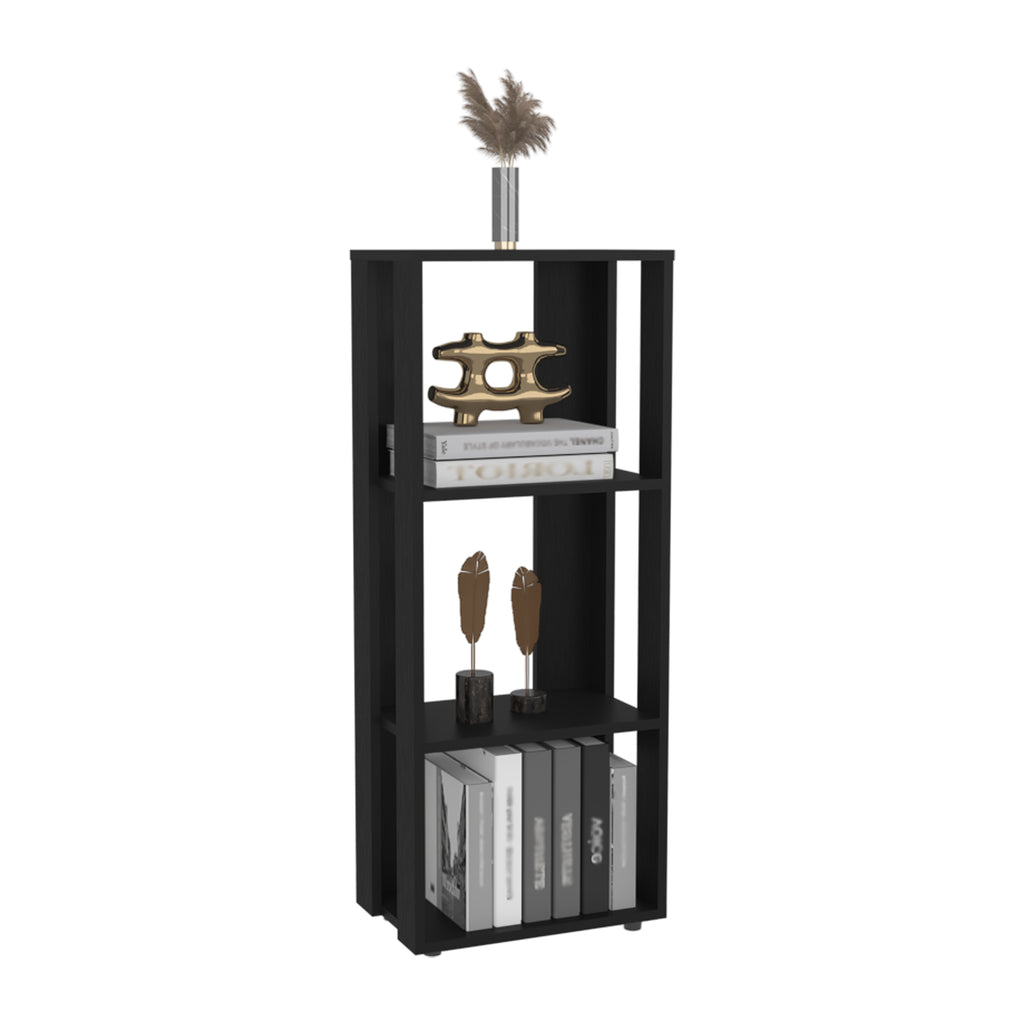 Eco 39 Tall Four-Tier Bookcase, Living Room, Storage Cabinet, Shelves Black