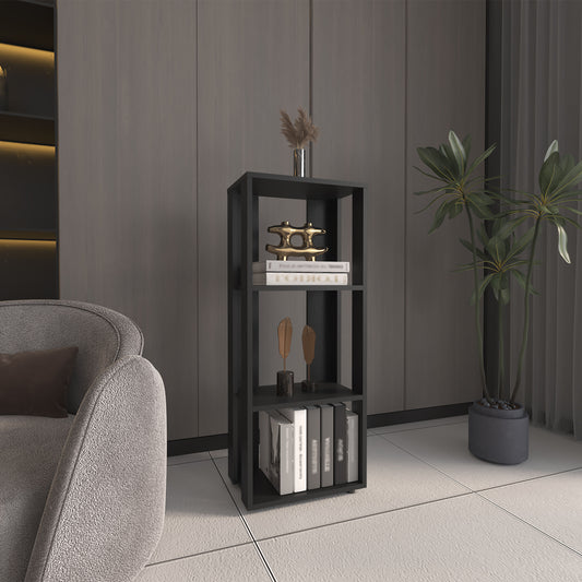 Eco 39 Tall Four-Tier Bookcase, Living Room, Storage Cabinet, Shelves Black