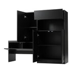 Elegant 2-in-1 Shoe Cabinets with Soft Cushion , Modern Narrow Storage Bench with Arched Doors & Rebound Devices, Versatile Shoe Rack Organizer with Adjustable Shelves for Hallway, Living Room, Black