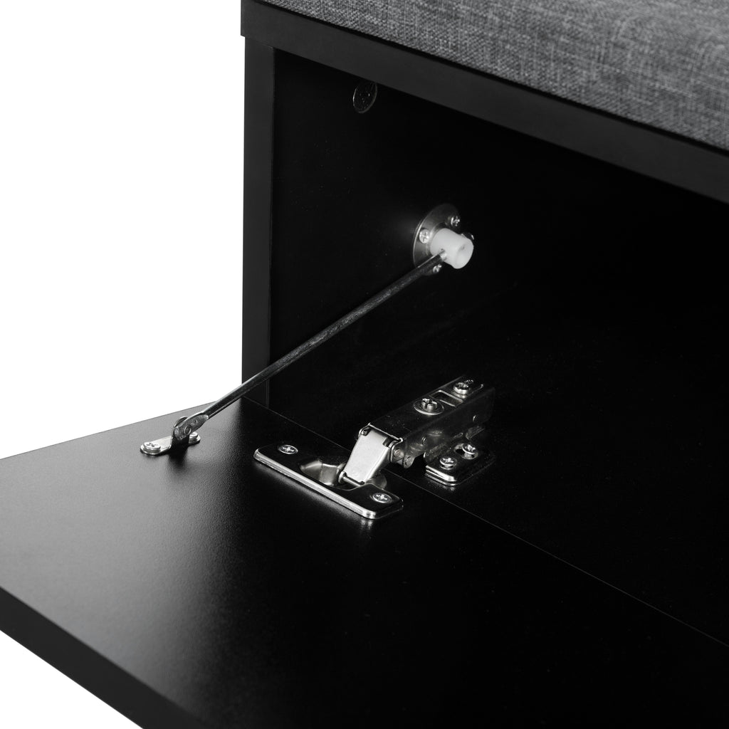 Elegant 2-in-1 Shoe Cabinets with Soft Cushion , Modern Narrow Storage Bench with Arched Doors & Rebound Devices, Versatile Shoe Rack Organizer with Adjustable Shelves for Hallway, Living Room, Black