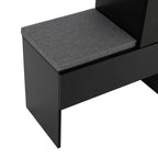 Elegant 2-in-1 Shoe Cabinets with Soft Cushion , Modern Narrow Storage Bench with Arched Doors & Rebound Devices, Versatile Shoe Rack Organizer with Adjustable Shelves for Hallway, Living Room, Black