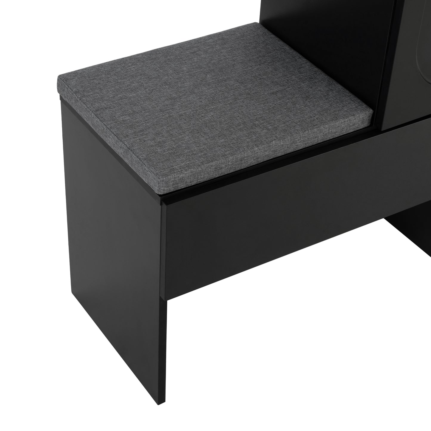 Elegant 2-in-1 Shoe Cabinets with Soft Cushion , Modern Narrow Storage Bench with Arched Doors & Rebound Devices, Versatile Shoe Rack Organizer with Adjustable Shelves for Hallway, Living Room, Black