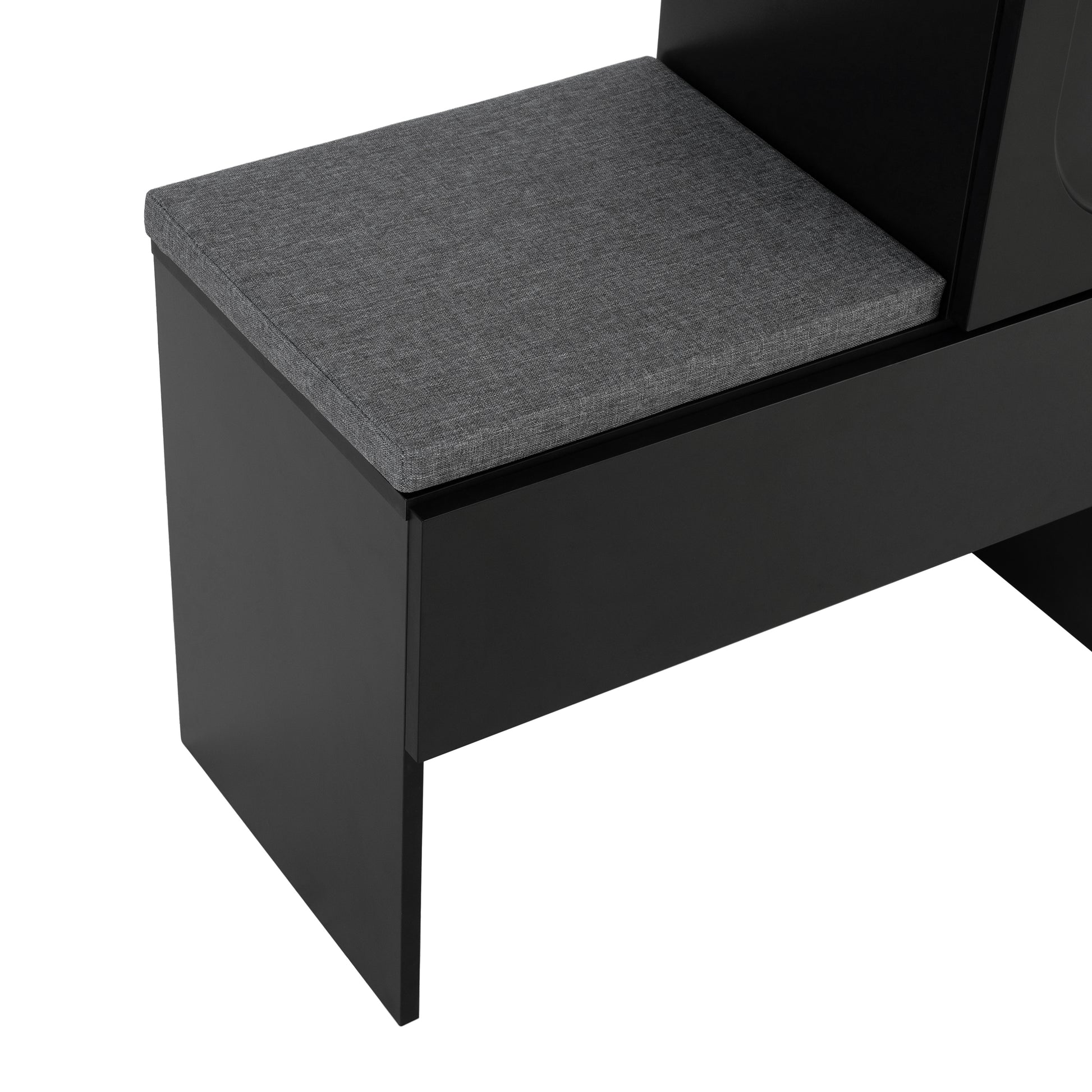 Elegant 2-in-1 Shoe Cabinets with Soft Cushion , Modern Narrow Storage Bench with Arched Doors & Rebound Devices, Versatile Shoe Rack Organizer with Adjustable Shelves for Hallway, Living Room, Black