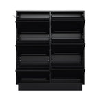 Modern Elegant Narrow Tipping Bucket Shoe Cabinet with 6 Flip Drawers, Space Saving Design, Cream Style Entryway Organizer with Adjustable Shelf, Free-Standing Shoe Rack with 3 Silvery Hooks, Black