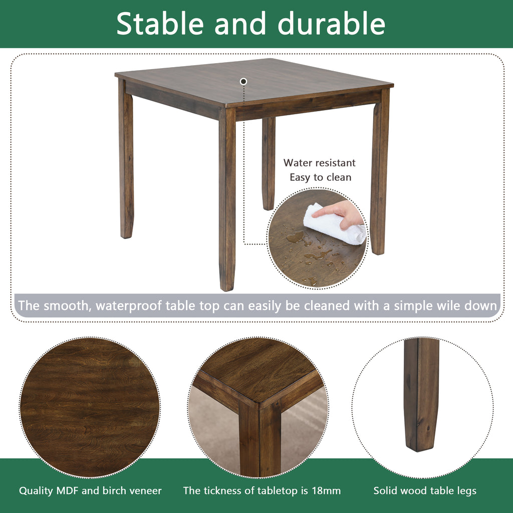 Elegant 5-piece Wooden Dining Table Set with 4 Chairs, Dining Table Set for 4 People, Modern 4 Person Dining Table Set for Living Room, Kitchen and Dining Room, Walnut Dining Table Set