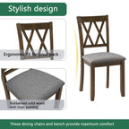 Elegant 5-piece Wooden Dining Table Set with 4 Chairs, Dining Table Set for 4 People, Modern 4 Person Dining Table Set for Living Room, Kitchen and Dining Room, Walnut Dining Table Set