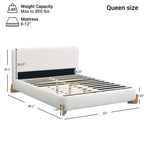 Elegant Boucle Upholstered Bed, A Luxurious and Comfortable Bedroom Centerpiece, Queen Size, White Bed Frame