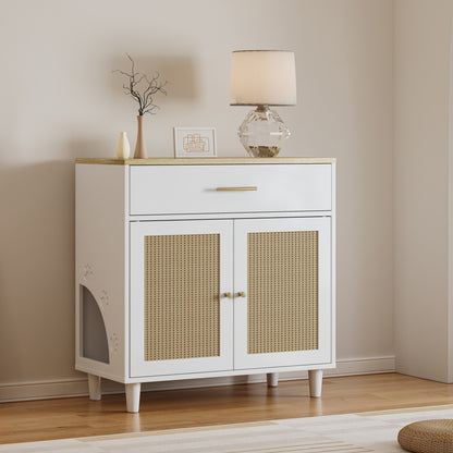 Cat Litter Box Enclosure with Scratch Pad, Hidden Litter Box Furniture, Wooden Pet House Sideboard, Storage Cabinet, Fit Most Cat and Litter Box, for Living Room Bedroom Office