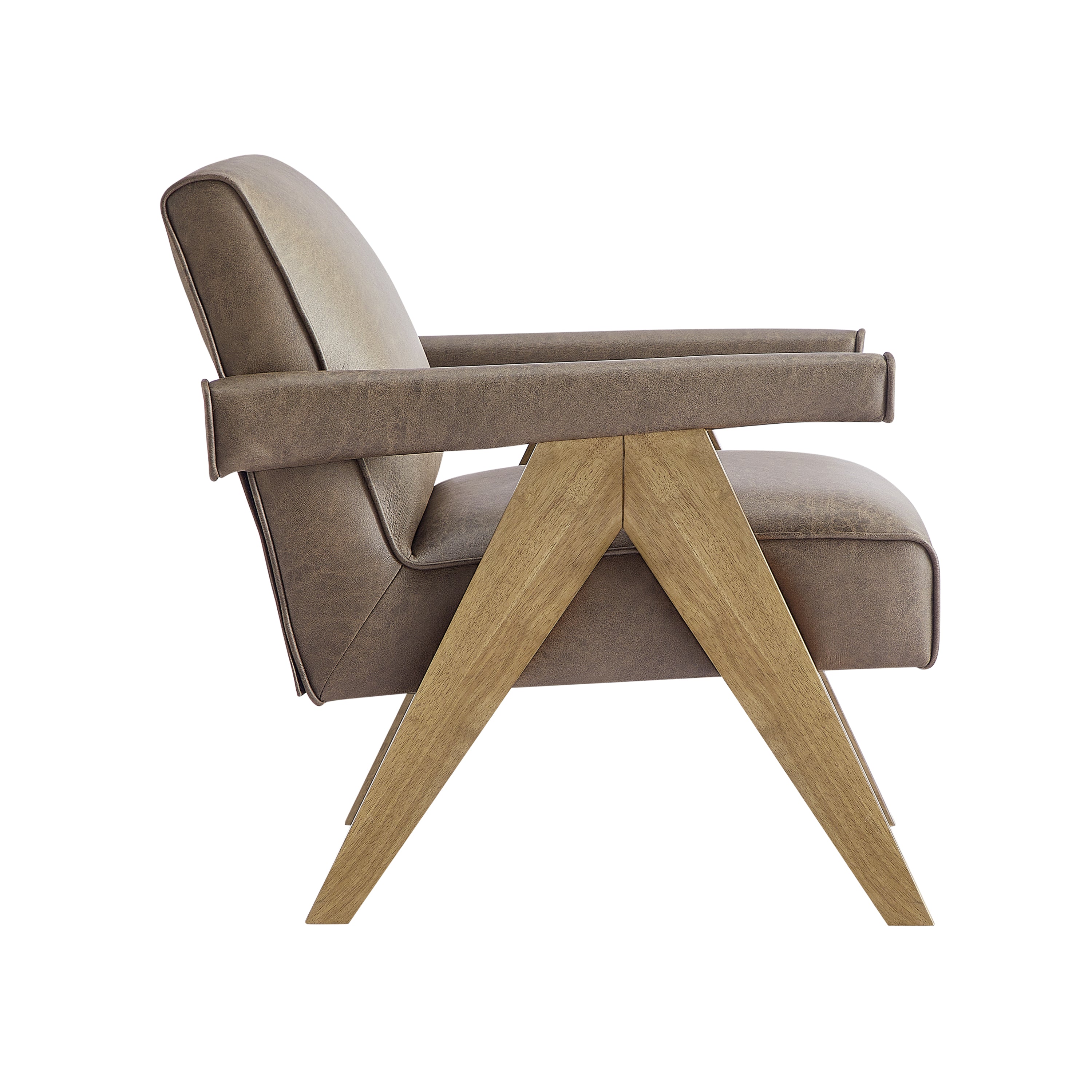 Nessi Modern Faux Leather Arm Chair in Espresso with Solid Wood A-Frame Legs Accent Chair