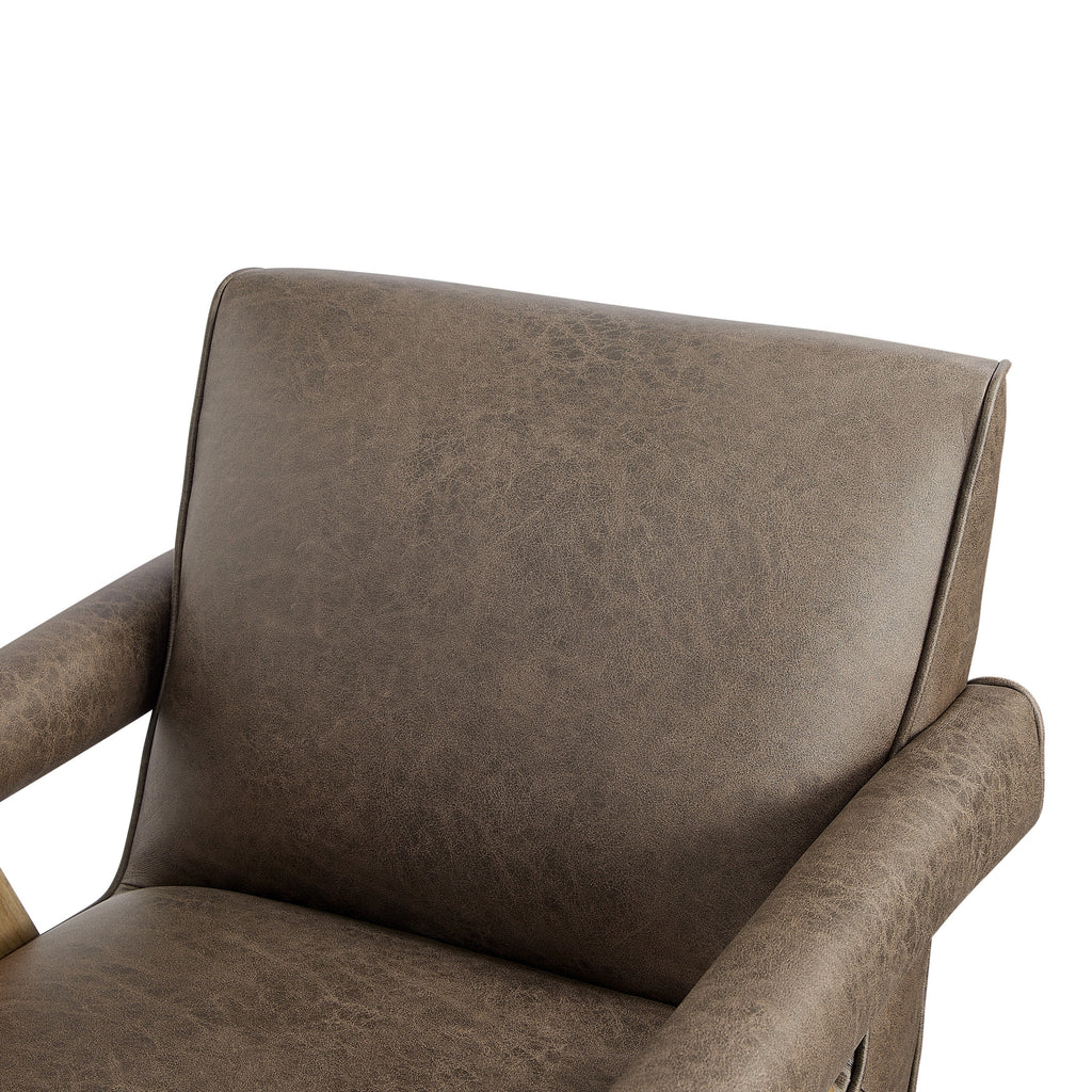Nessi Modern Faux Leather Arm Chair in Espresso with Solid Wood A-Frame Legs Accent Chair
