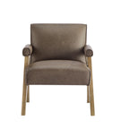 Nessi Modern Faux Leather Arm Chair in Espresso with Solid Wood A-Frame Legs Accent Chair