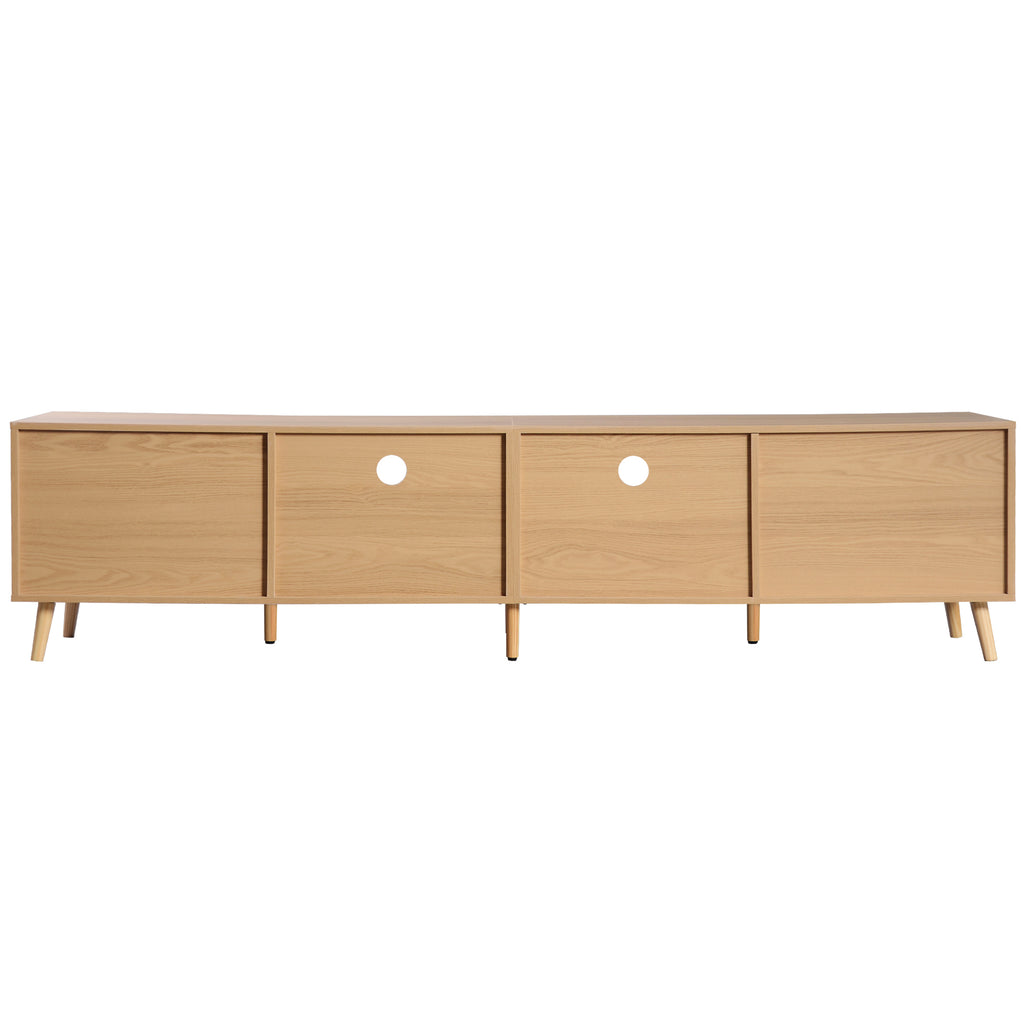 Rattan TV Stand for TVs up to 85'', Modern Farmhouse Media Console, Entertainment Center with Solid Wood Legs, TV Cabinet for Living Room,Home Theatre