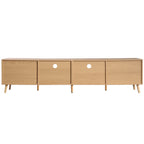 Rattan TV Stand for TVs up to 85'', Modern Farmhouse Media Console, Entertainment Center with Solid Wood Legs, TV Cabinet for Living Room,Home Theatre