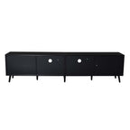 Rattan TV Stand for TVs up to 85'', Modern Farmhouse Media Console, Entertainment Center with Solid Wood Legs, TV Cabinet for Living Room,Home Theatre