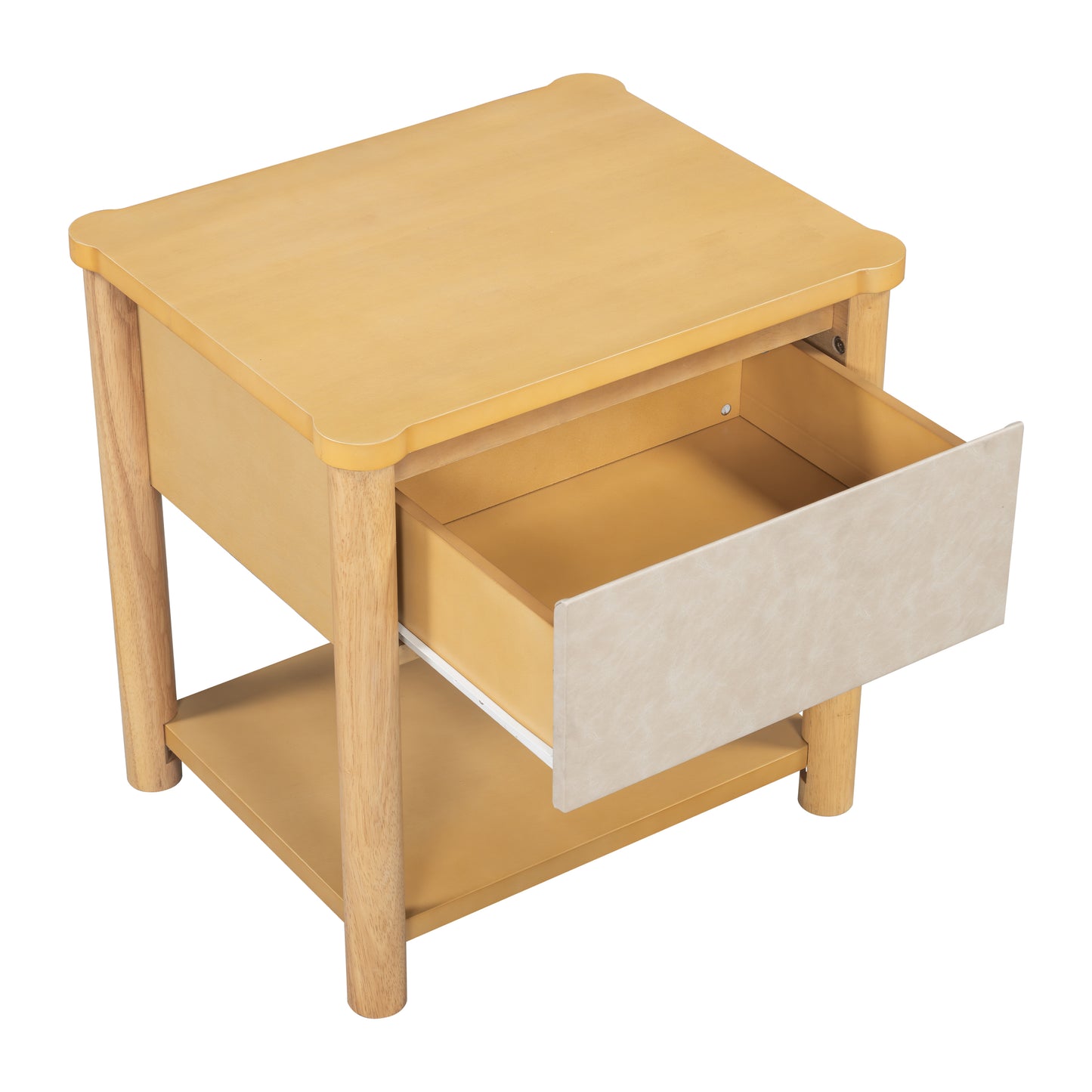 Wood Nightstand,Modern Nightstands with Drawer, Farmhouse Bedside Table for Bedroom Living Room ,MP2(set of 2) Natural&Beige Color Nightstands