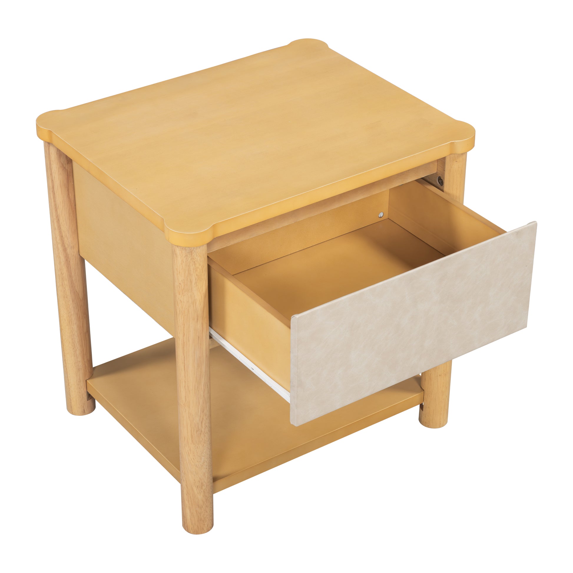 Wood Nightstand,Modern Nightstands with Drawer, Farmhouse Bedside Table for Bedroom Living Room ,MP2(set of 2) Natural&Beige Color Nightstands