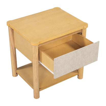 Wood Nightstand,Modern Nightstands with Drawer, Farmhouse Bedside Table for Bedroom Living Room ,MP2(set of 2) Natural&Beige Color Nightstands