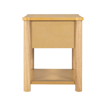 Wood Nightstand,Modern Nightstands with Drawer, Farmhouse Bedside Table for Bedroom Living Room ,MP2(set of 2) Natural&Beige Color Nightstands