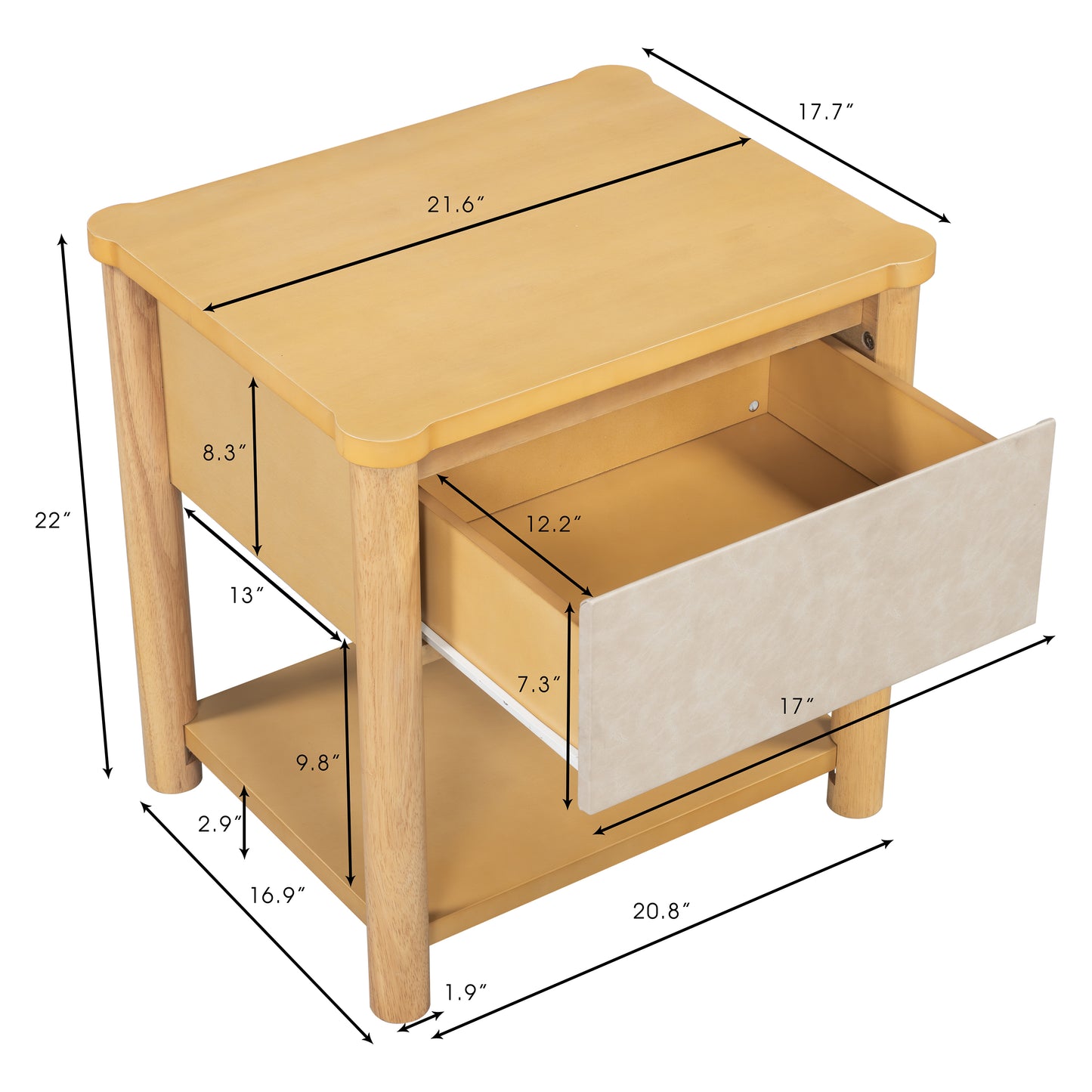 Wood Nightstand,Modern Nightstands with Drawer, Farmhouse Bedside Table for Bedroom Living Room ,MP2(set of 2) Natural&Beige Color Nightstands