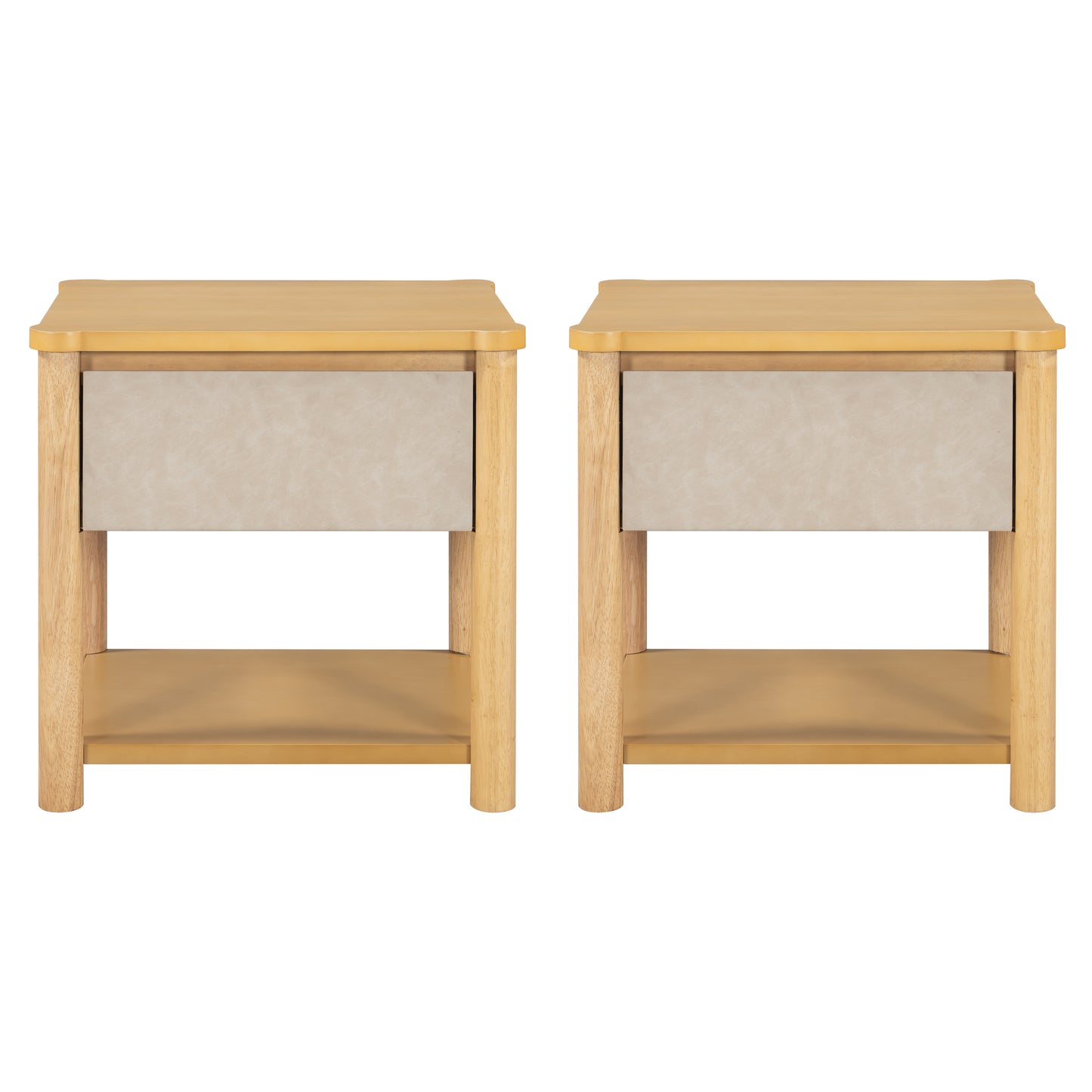 Wood Nightstand,Modern Nightstands with Drawer, Farmhouse Bedside Table for Bedroom Living Room ,MP2(set of 2) Natural&Beige Color Nightstands
