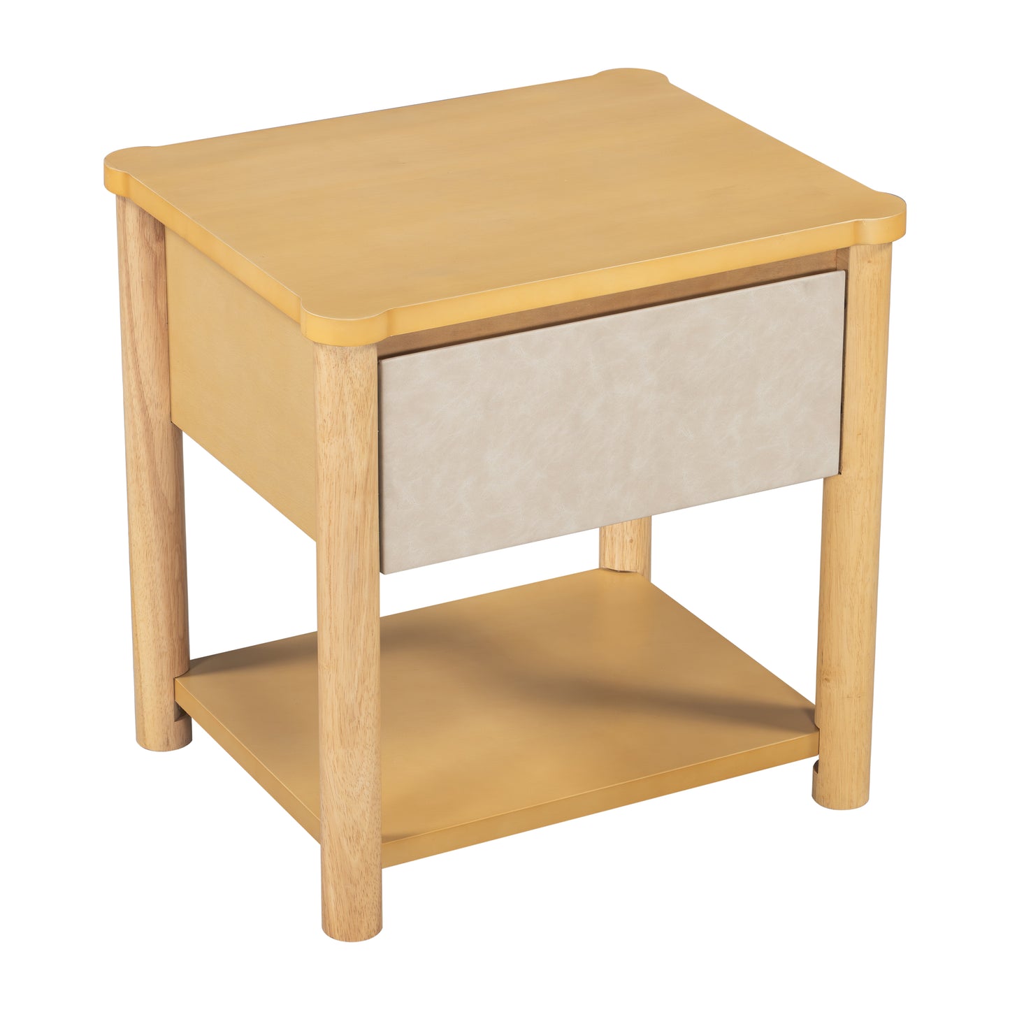 Wood Nightstand,Modern Nightstands with Drawer, Farmhouse Bedside Table for Bedroom Living Room ,MP2(set of 2) Natural&Beige Color Nightstands