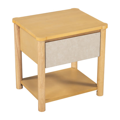 Wood Nightstand,Modern Nightstands with Drawer, Farmhouse Bedside Table for Bedroom Living Room ,MP2(set of 2) Natural&Beige Color Nightstands