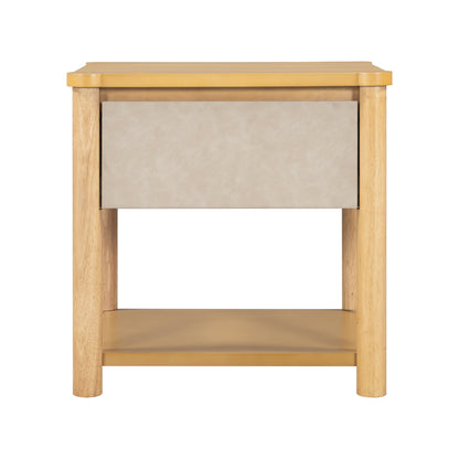 Wood Nightstand,Modern Nightstands with Drawer, Farmhouse Bedside Table for Bedroom Living Room ,MP2(set of 2) Natural&Beige Color Nightstands