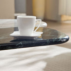 Faux Marble Coffee Tables Accent Tea Tables with Gold Metal Foot for Living Room Home Office