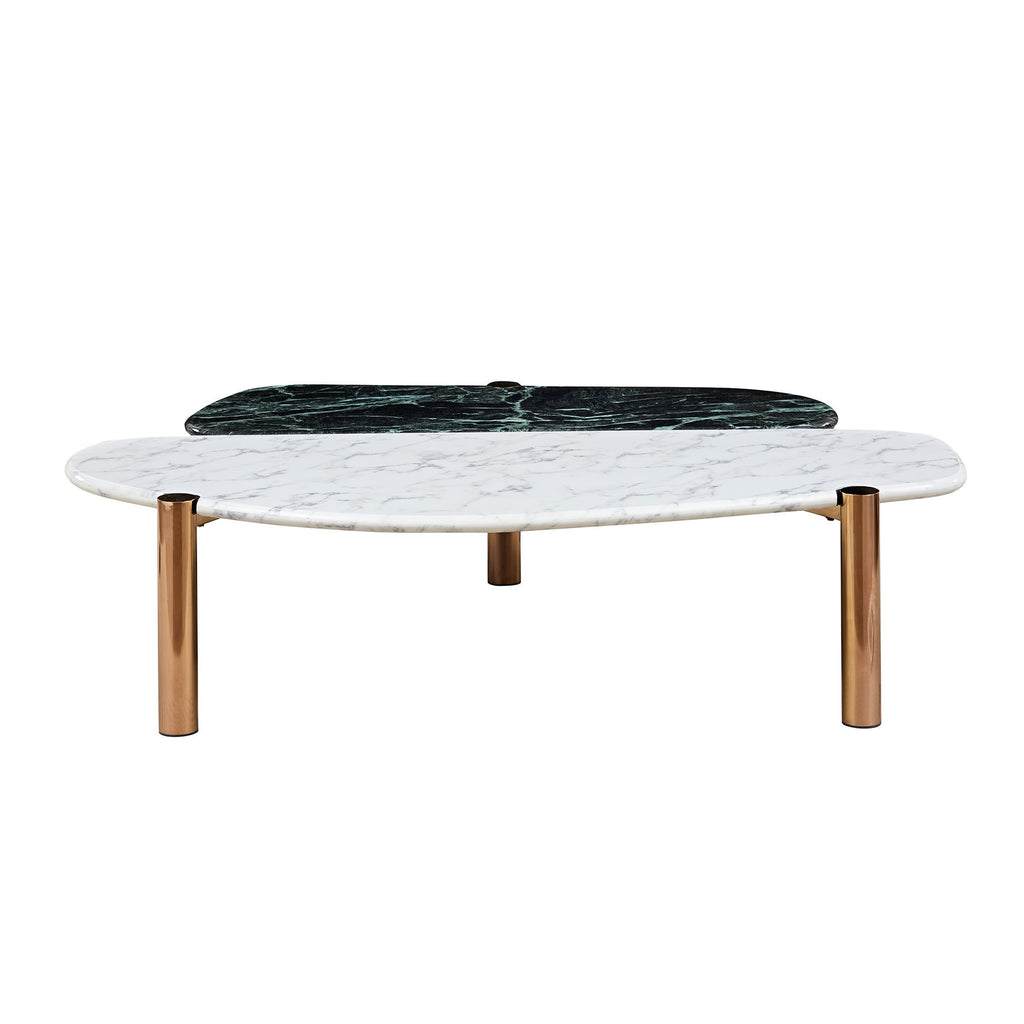 Faux Marble Coffee Tables Accent Tea Tables with Gold Metal Foot for Living Room Home Office
