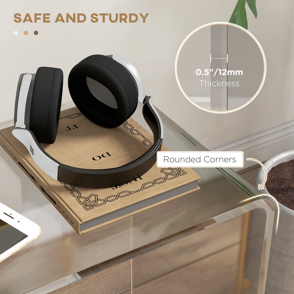 21" Long Rectangle All Acrylic 15mm Thick Waterfall Coffee Table, Clear - Groovy Boardz