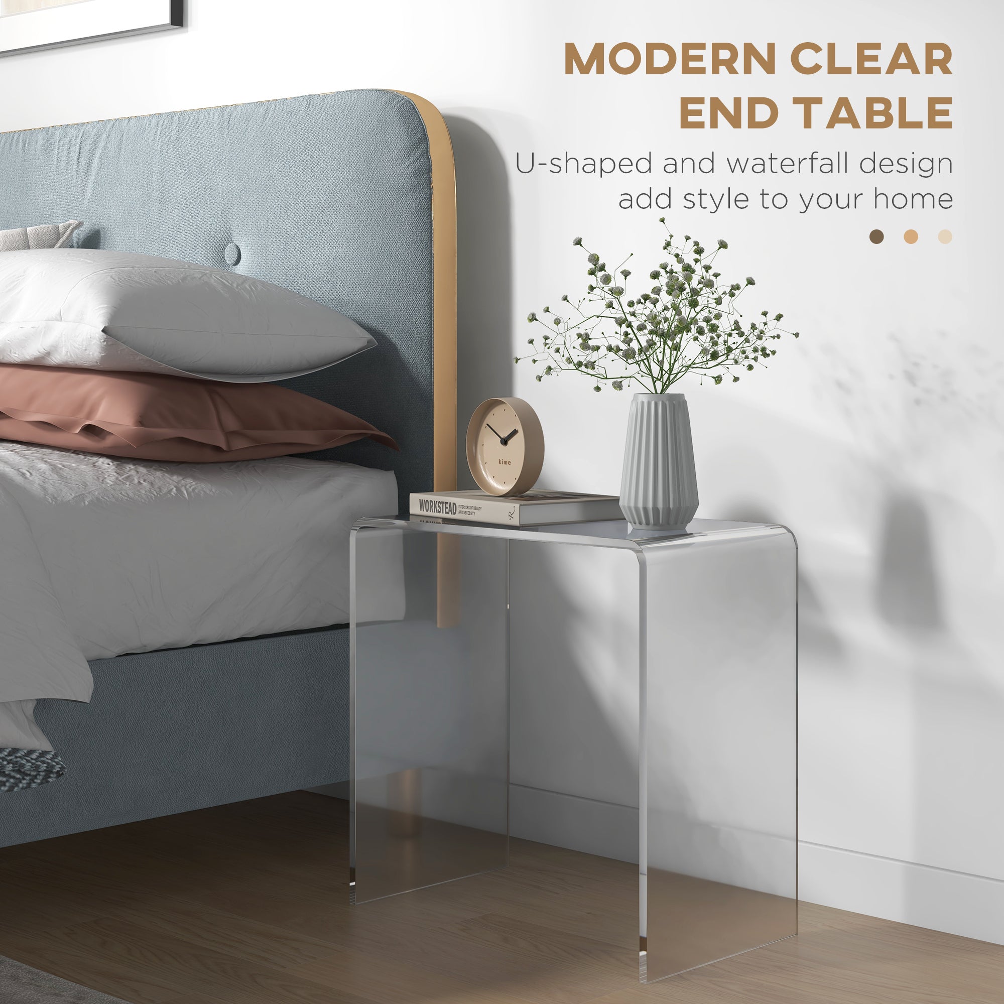 21" Long Rectangle All Acrylic 15mm Thick Waterfall Coffee Table, Clear - Groovy Boardz