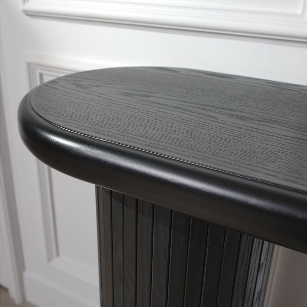 Wood Console Table, Modern Black Console Table, 56' W fluted entryway table,Black Entry Table Narrow Console Table Modern Hallway Table Modern Sofa Table for Living Room