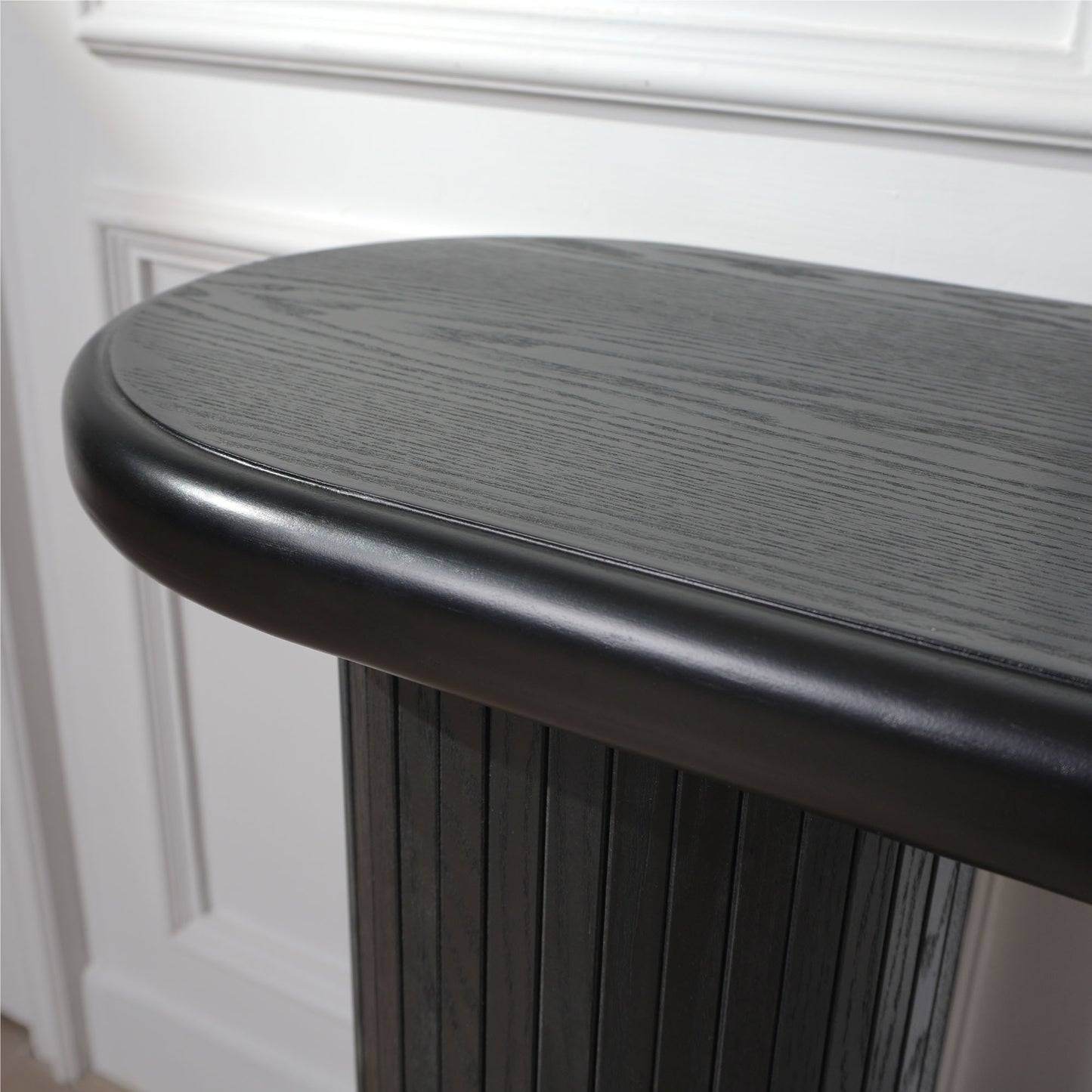 Wood Console Table, Modern Black Console Table, 56' W fluted entryway table,Black Entry Table Narrow Console Table Modern Hallway Table Modern Sofa Table for Living Room