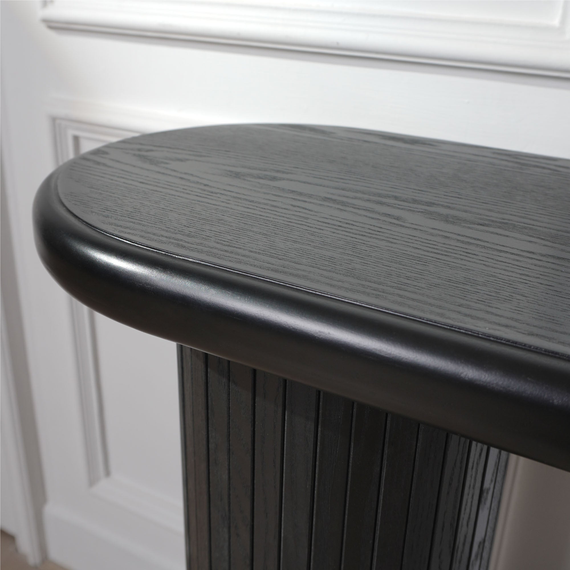 Wood Console Table, Modern Black Console Table, 56' W fluted entryway table,Black Entry Table Narrow Console Table Modern Hallway Table Modern Sofa Table for Living Room