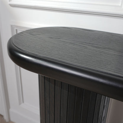 Wood Console Table, Modern Black Console Table, 56' W fluted entryway table,Black Entry Table Narrow Console Table Modern Hallway Table Modern Sofa Table for Living Room