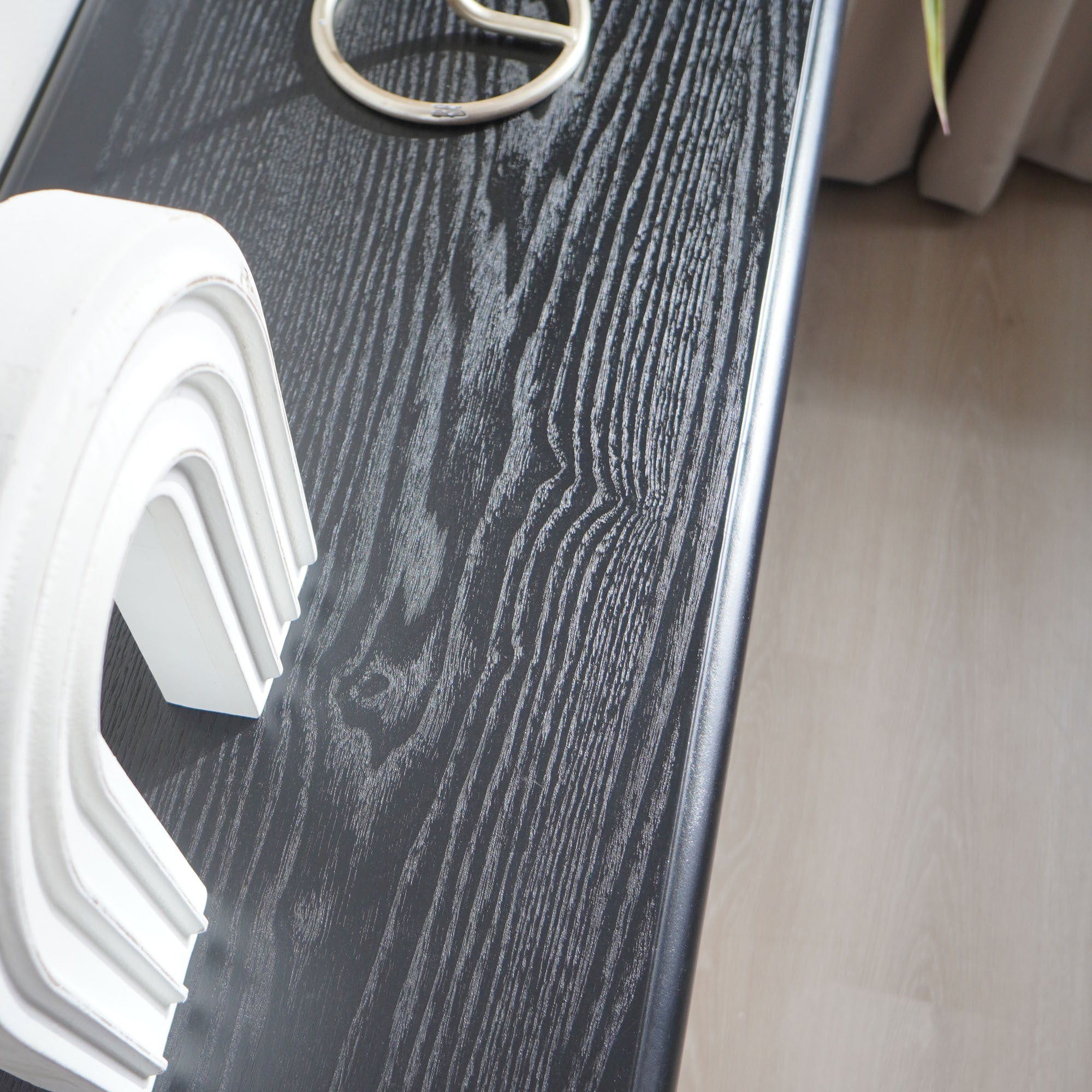 Wood Console Table, Modern Black Console Table, 56' W fluted entryway table,Black Entry Table Narrow Console Table Modern Hallway Table Modern Sofa Table for Living Room