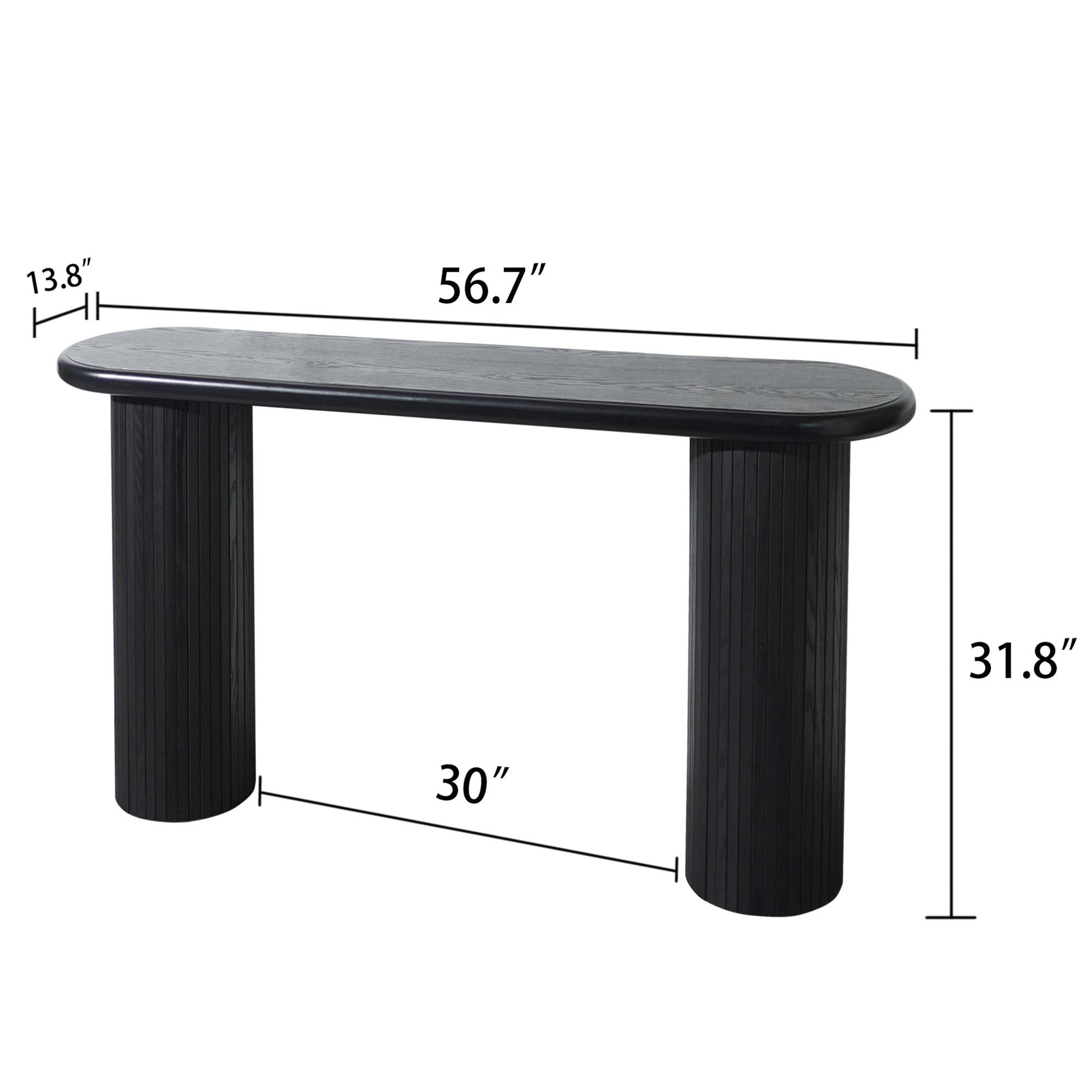 Wood Console Table, Modern Black Console Table, 56' W fluted entryway table,Black Entry Table Narrow Console Table Modern Hallway Table Modern Sofa Table for Living Room