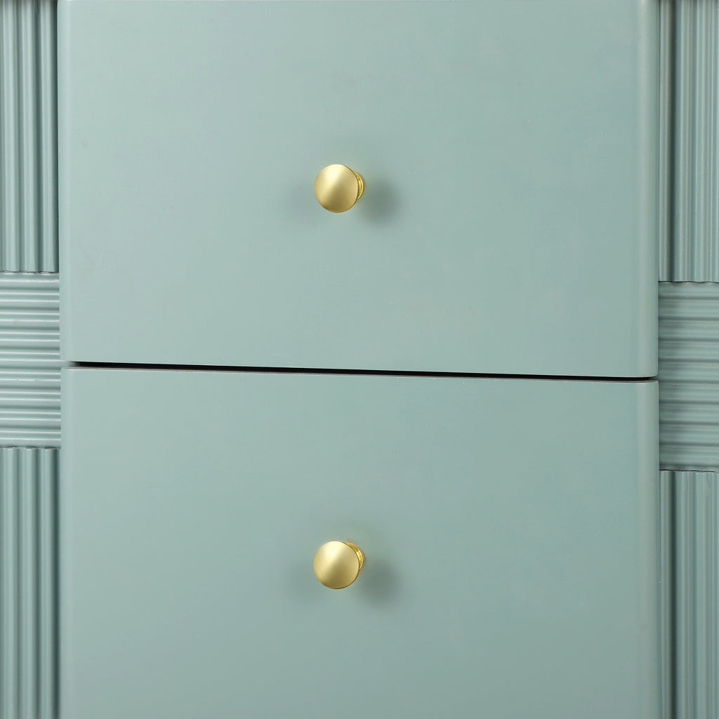 Modern Nightstand with 2 Storage Drawer, Fluted Bedside Table with Golden Metal Handles and Legs, End Table for Living Room and Bedroom, Easy Assembly, Green