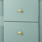 Modern Nightstand with 2 Storage Drawer, Fluted Bedside Table with Golden Metal Handles and Legs, End Table for Living Room and Bedroom, Easy Assembly, Green