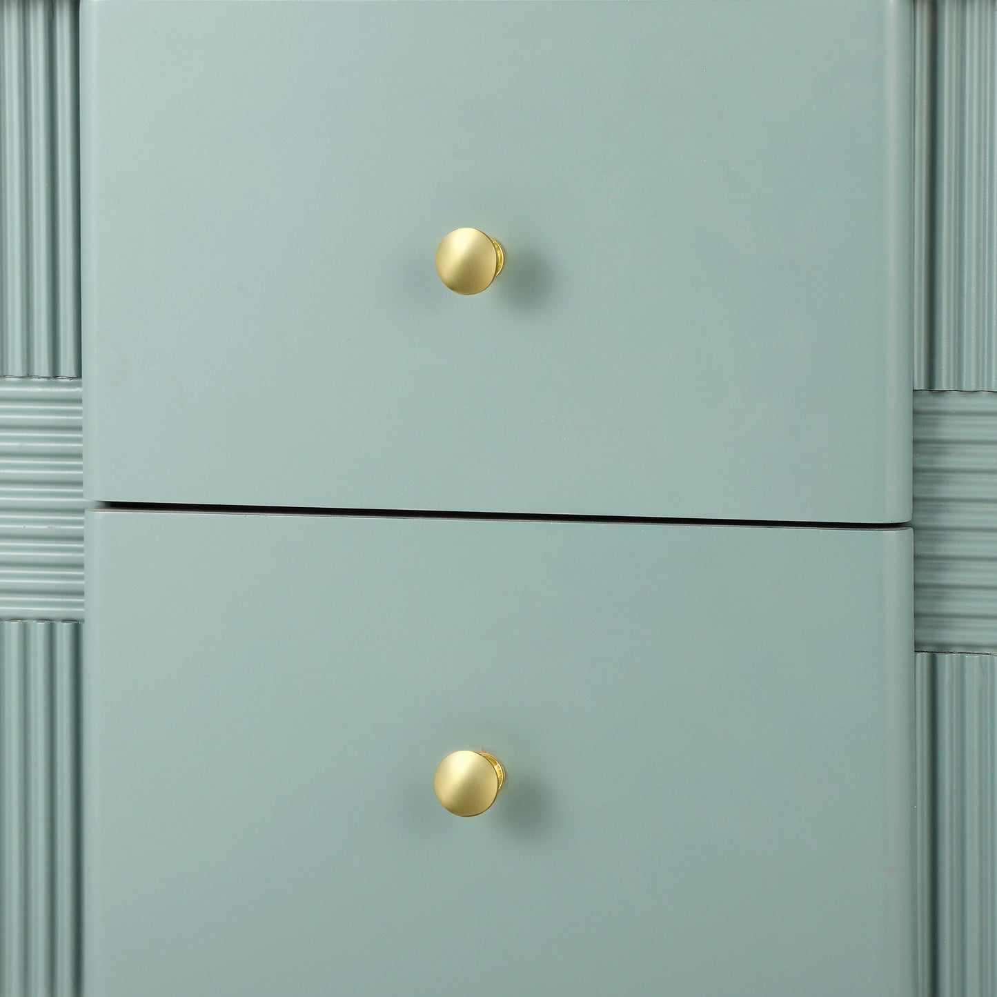 Modern Nightstand with 2 Storage Drawer, Fluted Bedside Table with Golden Metal Handles and Legs, End Table for Living Room and Bedroom, Easy Assembly, Green